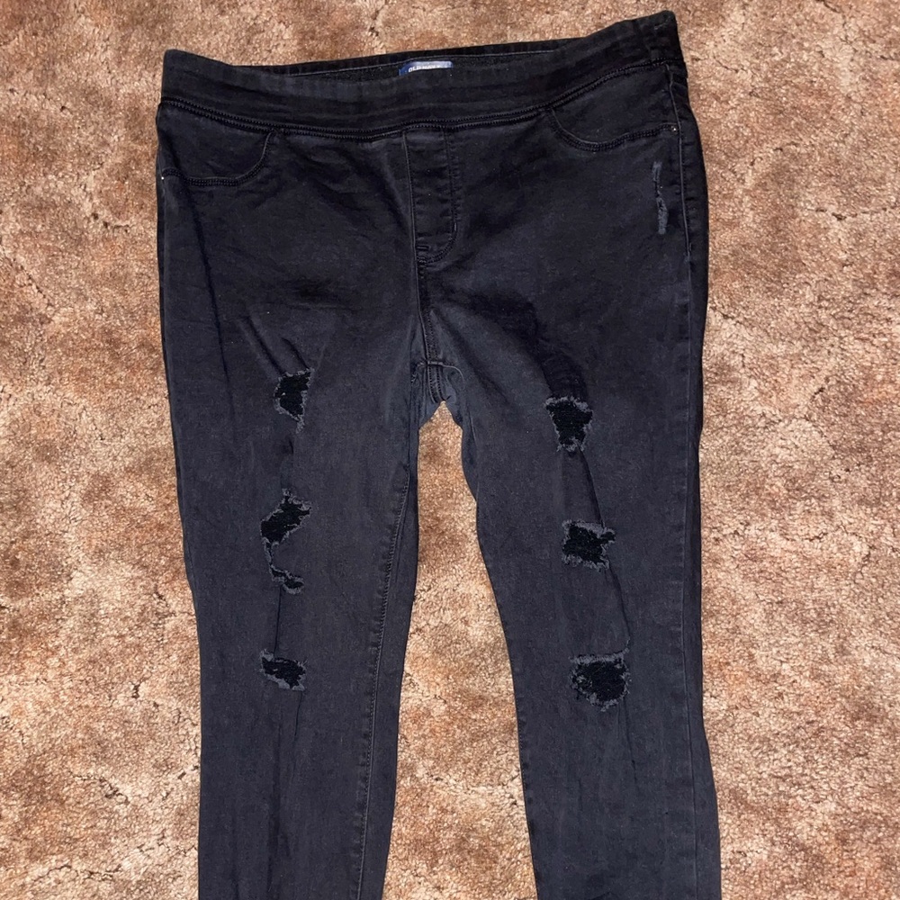 Old navy rockstar mid rise black distressed jeggings